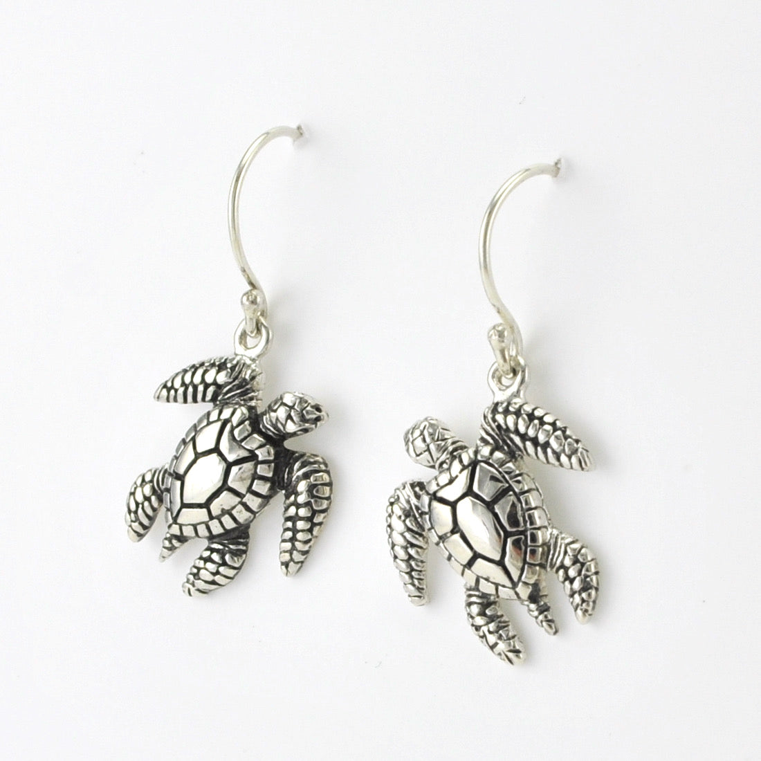 Side View Sterling Silver Sea Turtle Dangles