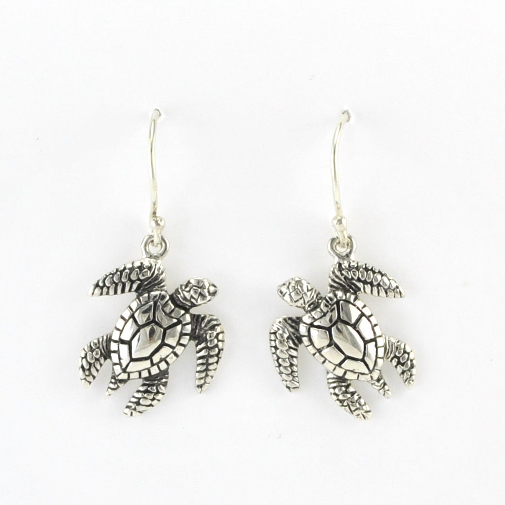 Alt View Sterling Silver Sea Turtle Dangles