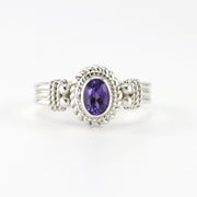 Silver Amethyst 4x6mm Oval Ring