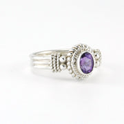 Alt View Silver Amethyst 4x6mm Oval Ring