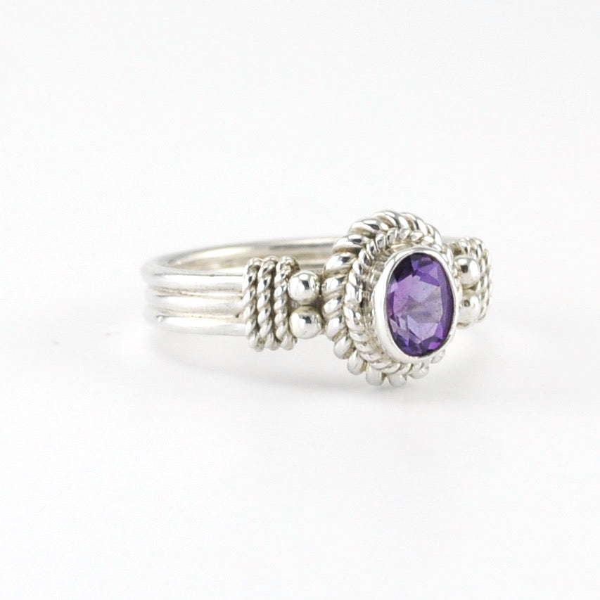 Alt View Silver Amethyst 4x6mm Oval Ring