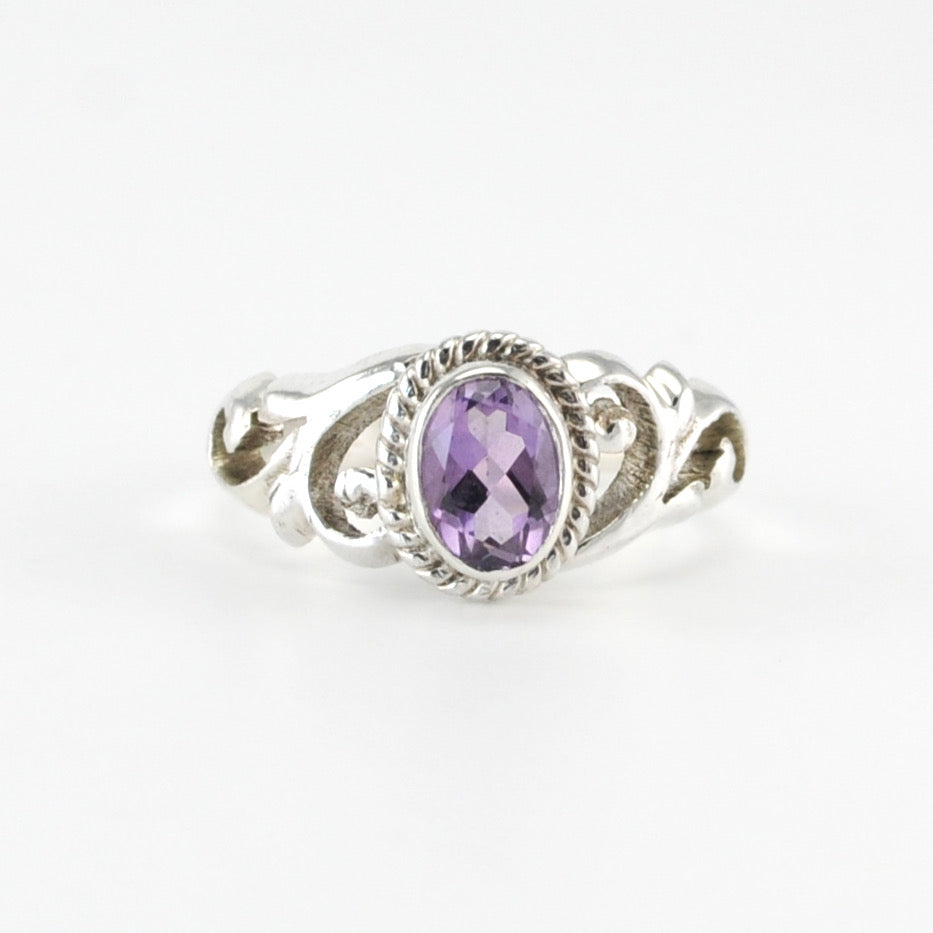 Silver Amethyst 5x7mm Oval Ring