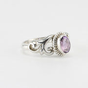 Side View Silver Amethyst 5x7mm Oval Ring