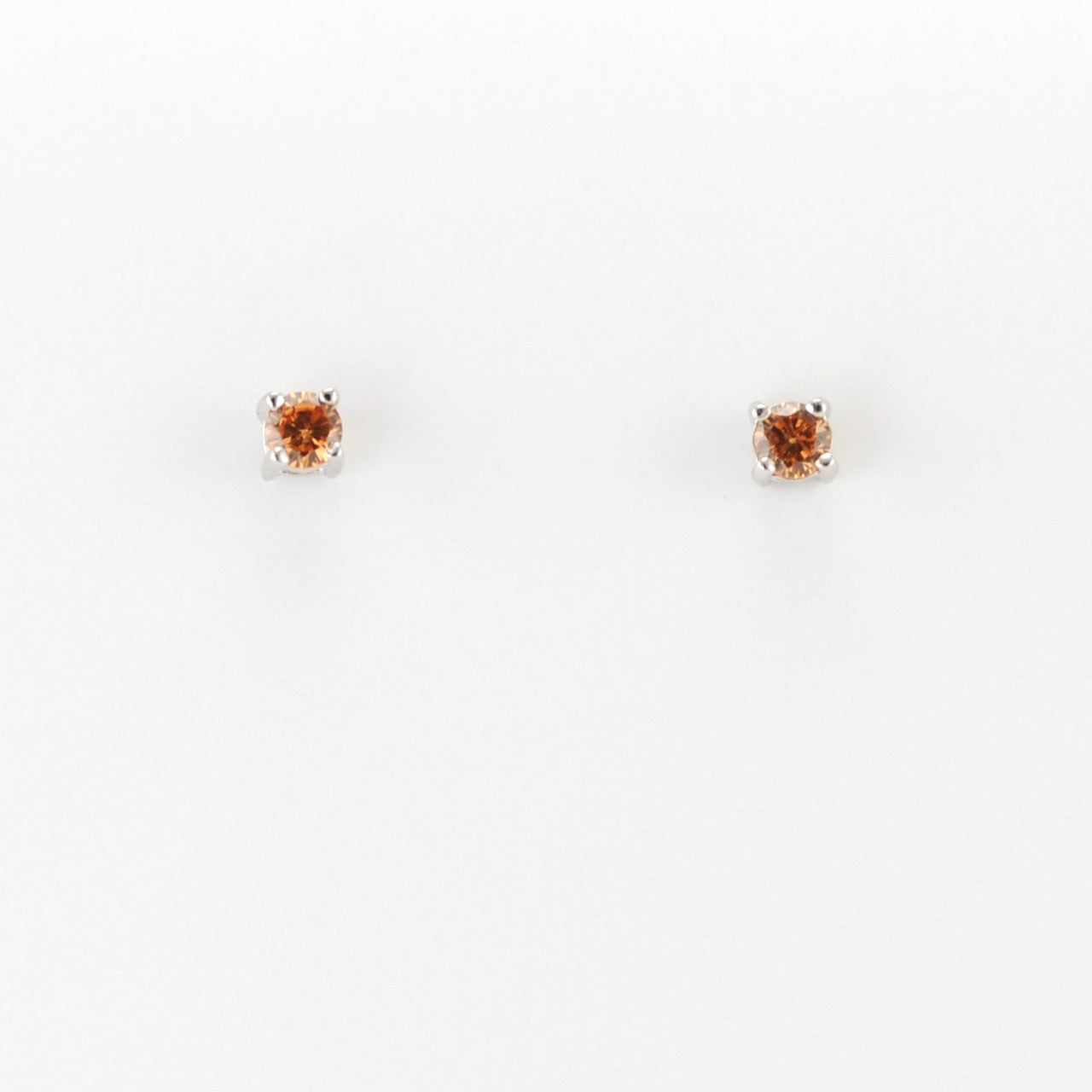 Alt View Silver CZ Citrine 3mm Post Earrings