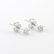 Side View Silver CZ 3mm Post Earrings