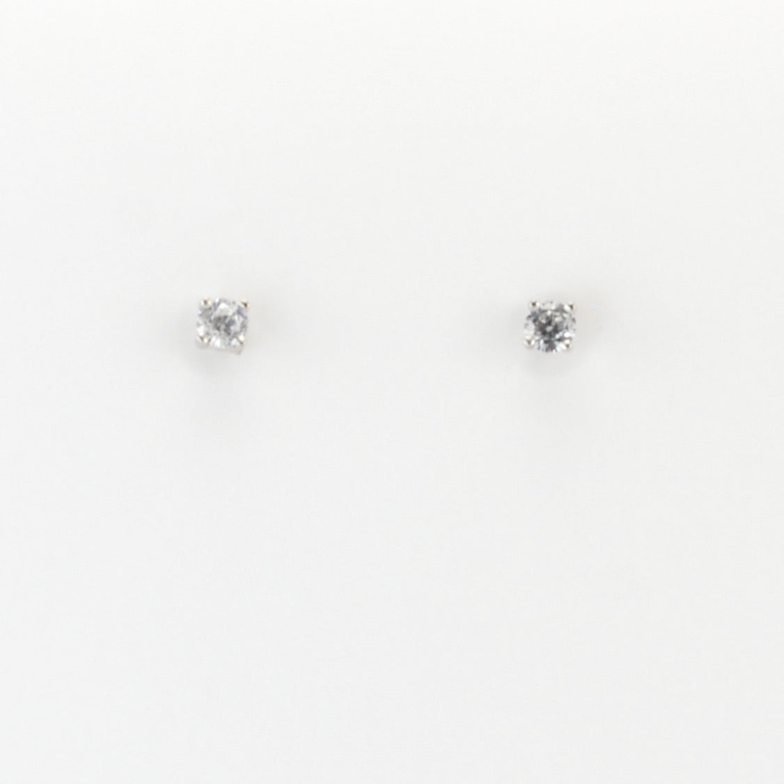 Alt View Silver CZ 3mm Post Earrings