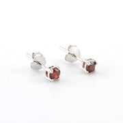 Side View Silver CZ Garnet 3mm Post Earrings