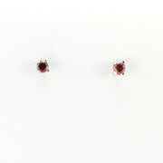 Alt View Silver CZ Garnet 3mm Post Earrings