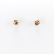 Alt View Silver CZ Citrine 5mm Post Earrings
