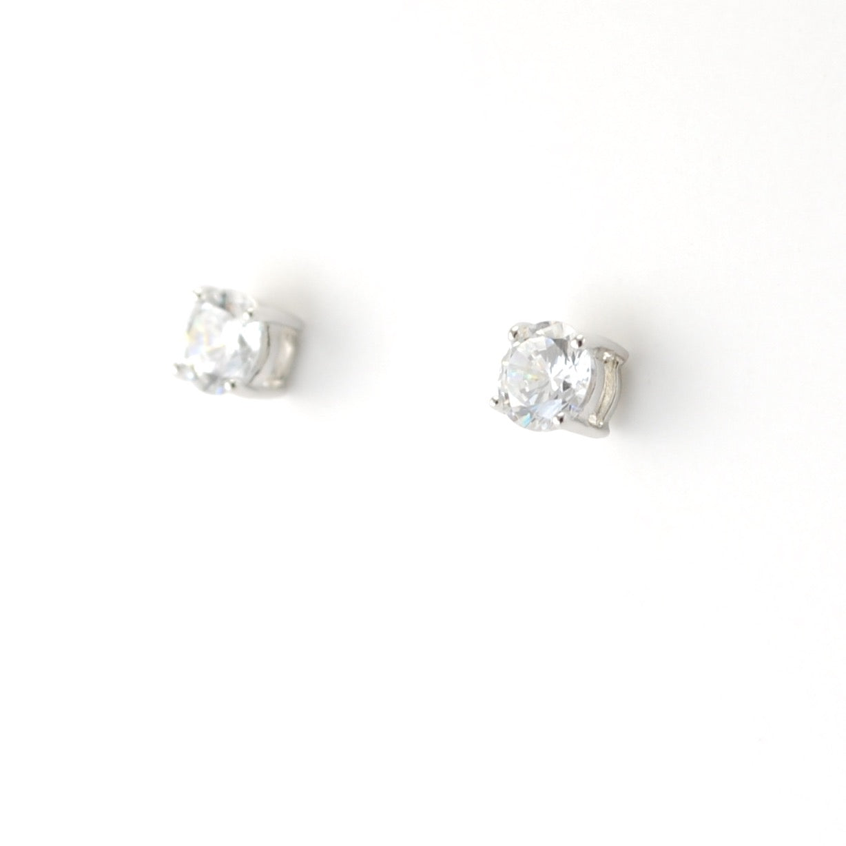 Silver CZ 5mm Post Earrings