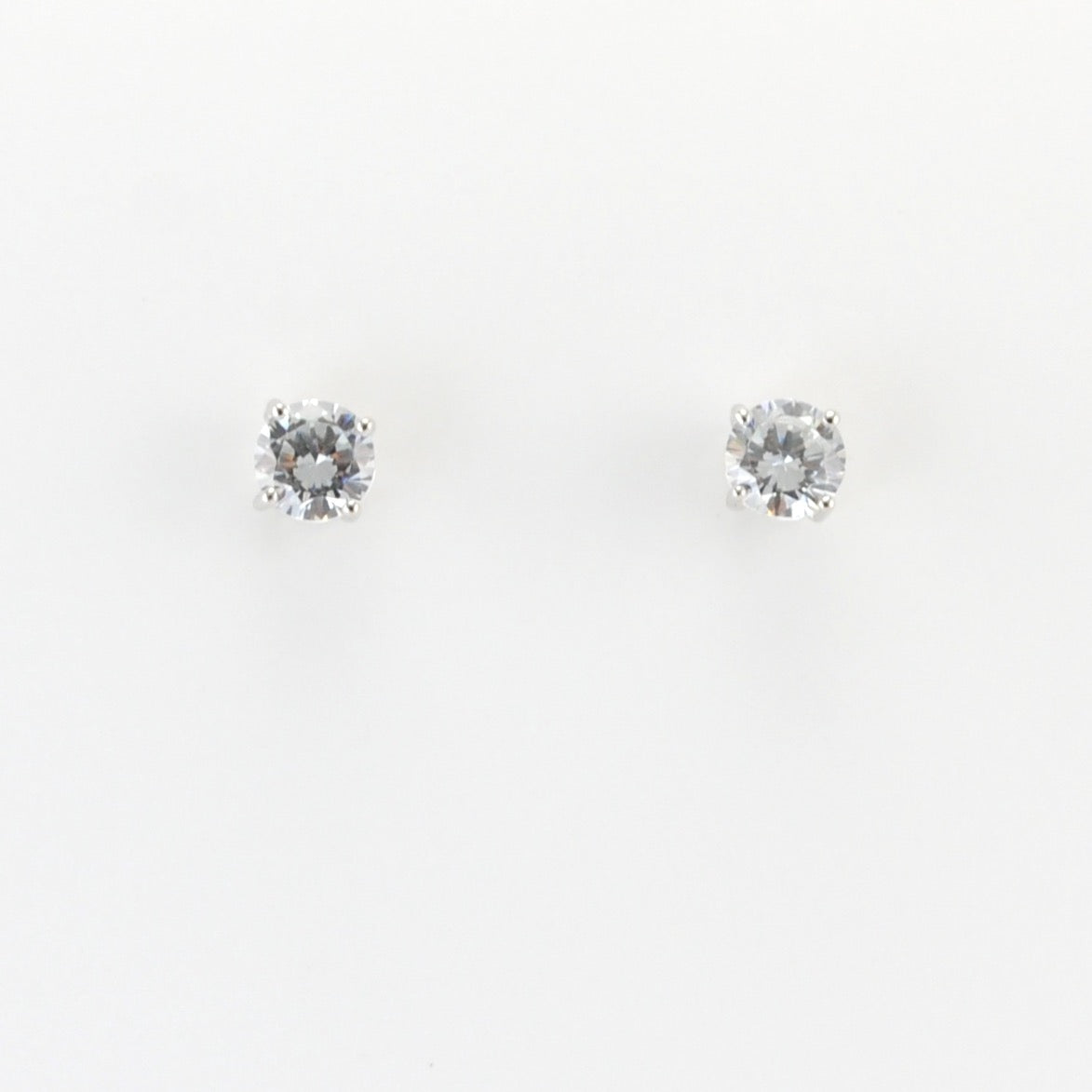 Alt View Silver CZ 5mm Post Earrings
