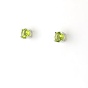 Silver CZ Peridot 5mm Post Earrings