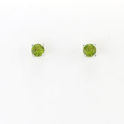 Alt View Silver CZ Peridot 5mm Post Earrings