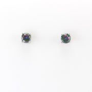 Alt View Silver CZ Rainbow Topaz 5mm Post Earrings