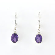 Alt View Silver Amethyst 5x7mm Oval Dangle Earrings