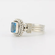 Alt View Silver Blue Topaz 4x6mm Rectangle Ring