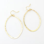 Gold Fill Large Hammered Marquise Dangle Earrings