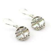 Alt View Silver Mother of Pearl Dragonfly Small Earrings