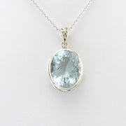 Alt View Silver Aquamarine 12x26mm Oval Bali Pendant
