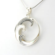Silver Mother of Pearl Wave Pendant