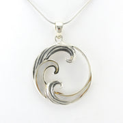 Alt View Silver Mother of Pearl Wave Pendant