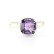 Alt View Silver Amethyst 8mm Square Ring