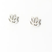 Silver Lotus Post Earrings