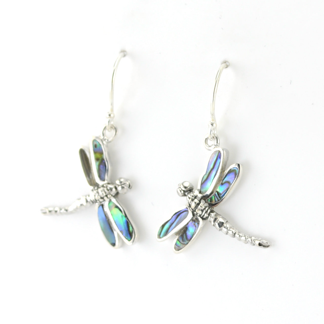 Sterling Silver Abalone Dragonfly Earrings