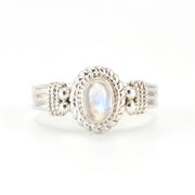 Silver Moonstone 4x6mm Oval Ring