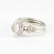 Side View Silver Moonstone 4x6mm Oval Ring