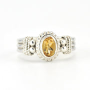Silver Citrine 4x6mm Oval Ring