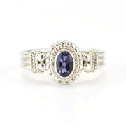 Silver Iolite 4x6mm Oval Ring