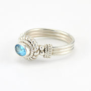 Side View Silver Blue Topaz 4x6mm Oval Ring
