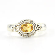 Silver Citrine 4x6mm Oval Ring