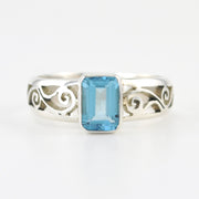 Silver Blue Topaz 5x7mm Scroll Side Band