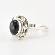 Alt View Silver Black Star Diopside 7x9mm Oval Ring