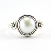 Alt View Silver Pearl Bali Ring
