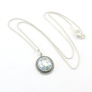 Silver Roman Glass Oval Necklace