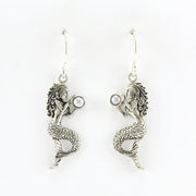 Alt View Silver Mermaid with Pearl Dangle Earrings