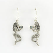 Alt View Silver Mermaid with Blue Topaz Dangle Earrings