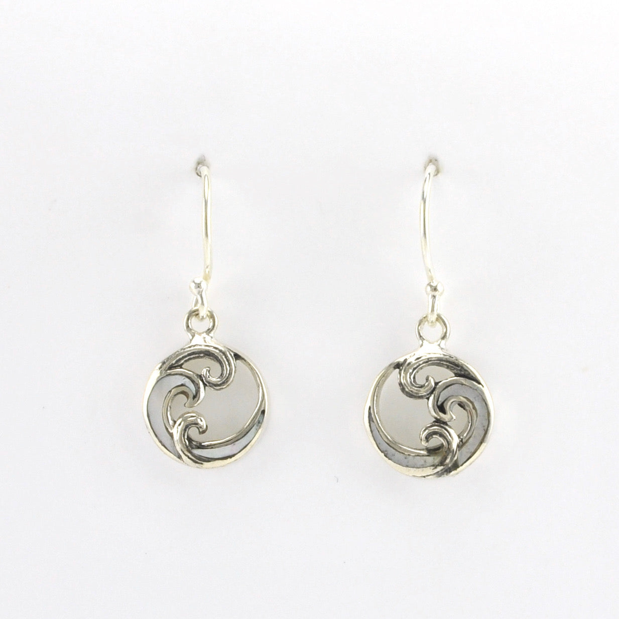 Alt View Silver Mother of Pearl Wave Small Dangle Earrings