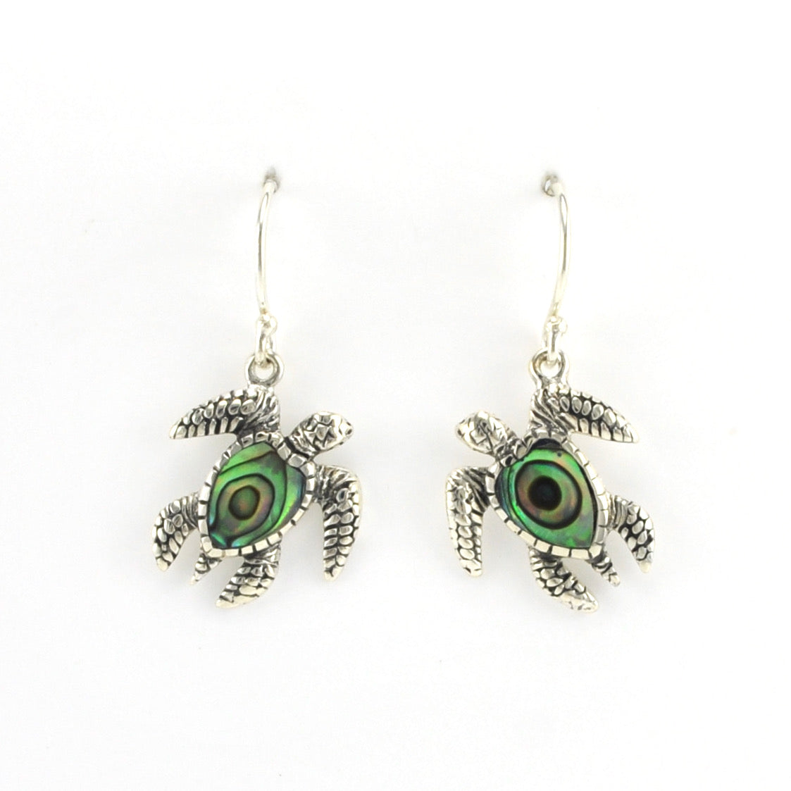 Alt View Silver Sea Turtle with Abalone Earrings