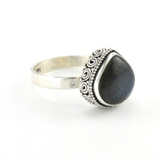 Side View Silver Labradorite Ring