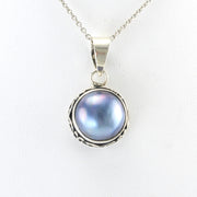 Alt View Silver Grey Pearl Bali Necklace