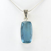 Alt View Silver Aquamarine 11x20mm Rectangle Pendant