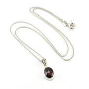 Silver Garnet 8x10mm Oval Necklace