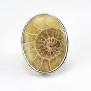 Alt View Sterling Silver Ammonite Oval Bali Ring