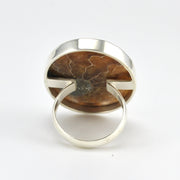 Side View Sterling Silver Ammonite Oval Ring