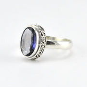 Silver Iolite Oval Bali Ring