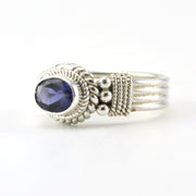 Sterling Silver Iolite 6x8mm Oval Ring